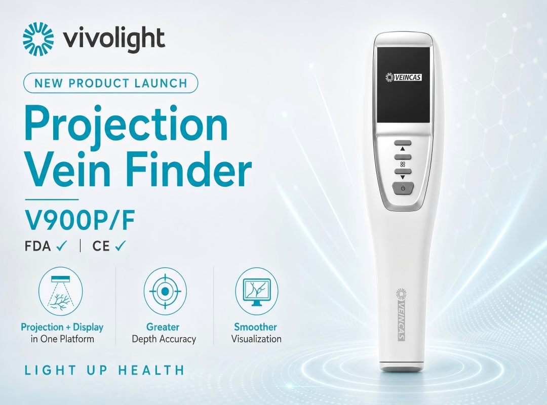 Découvrez le nouveau détecteur de veines à projection V900P/F : projection plus fluide, précision de profondeur accrue et plus de choix de couleurs.